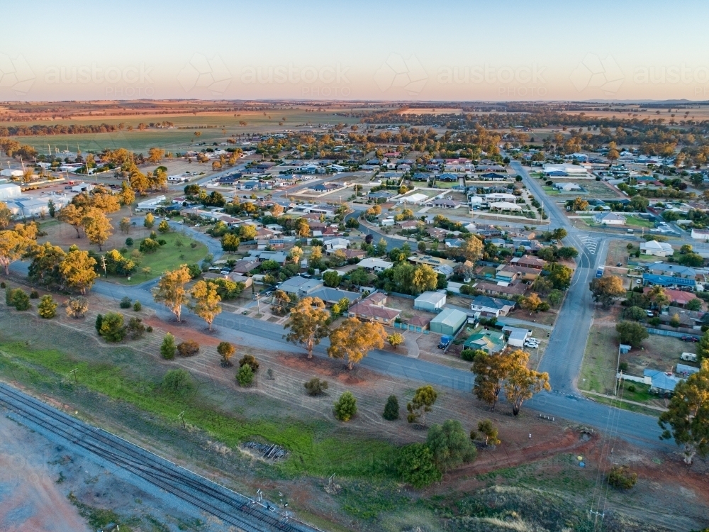 Houses and streets at Coolamon, Riverina, NSW - Australian Stock Image