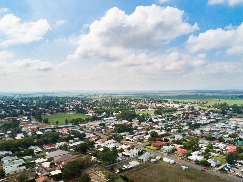 Houses and streets of Singleton after rain - Australian Stock Image
