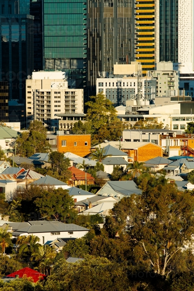 Houses and streets of the Brisbane inner city area Petrie Terrace and Red Hill - Australian Stock Image