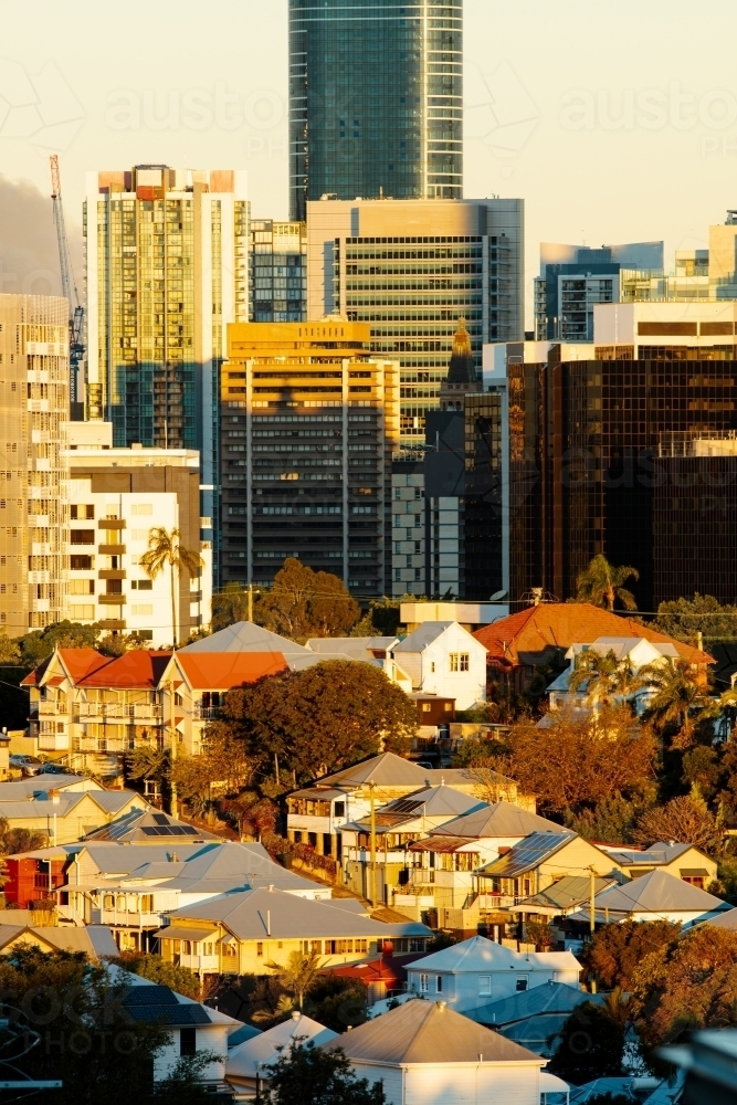 Houses and streets of the Brisbane inner city area Petrie Terrace and Red Hill - Australian Stock Image