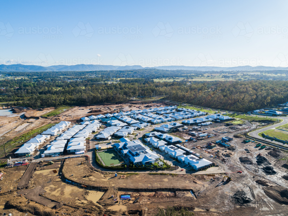 Housing development in new suburbs of Huntlee medium-sized township in the Hunter Region - Australian Stock Image