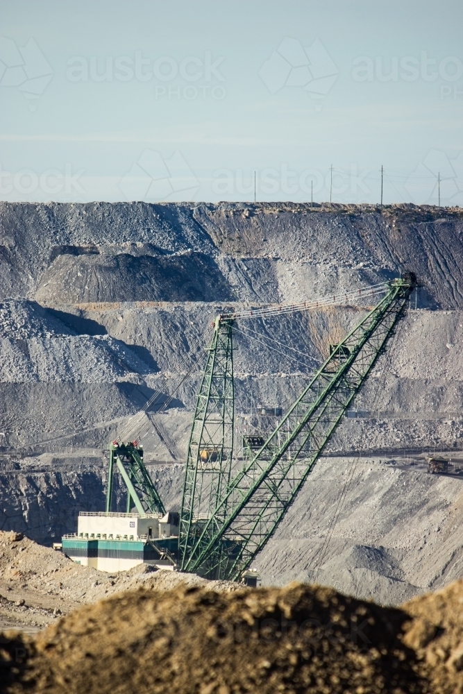 Huge dragline working in open cut coal mine - Australian Stock Image