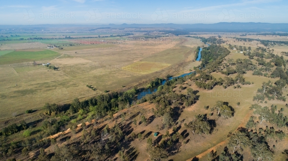 Hunter river winding through farmland - Australian Stock Image