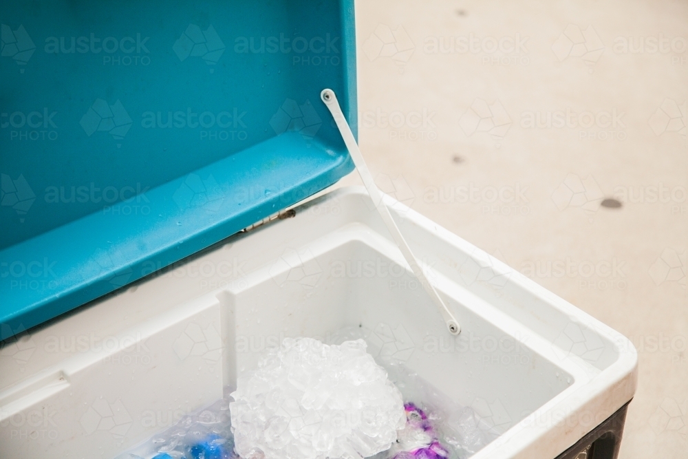 Image of Ice and soft drinks in an esky Austockphoto