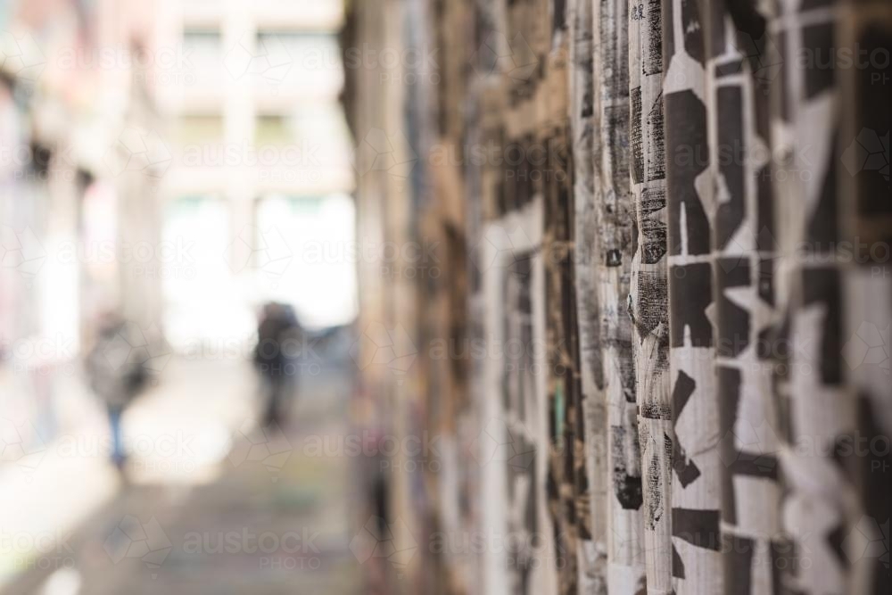 iconic Melbourne art laneways, blurred image with copyspace - Australian Stock Image