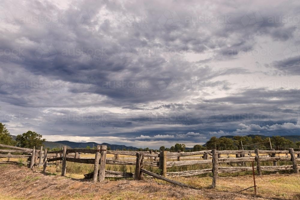Incoming storm over farmland. - Australian Stock Image