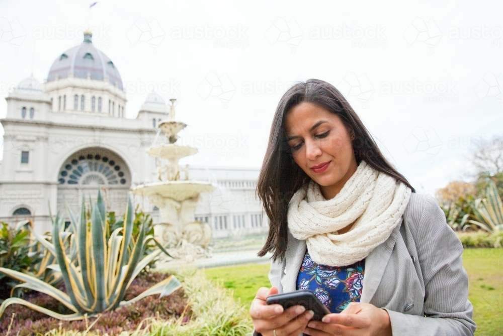 Indian Tourist at Royal Exhibition Building - Australian Stock Image