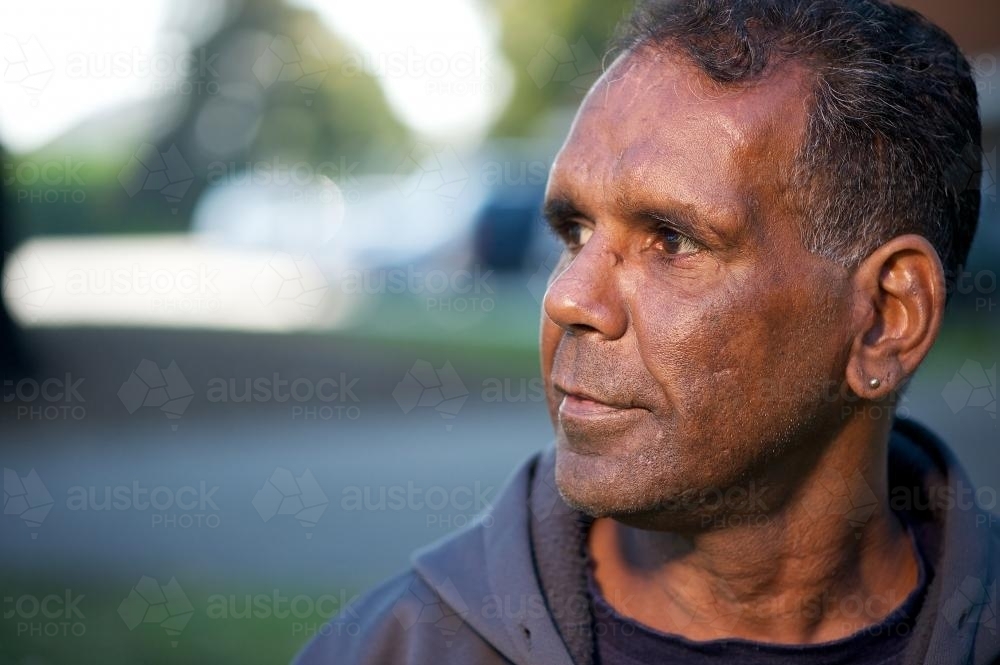 Indigenous Australian Man in Profile - Australian Stock Image