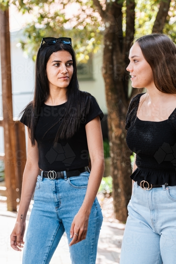indigenous Australian woman with her friend - Australian Stock Image