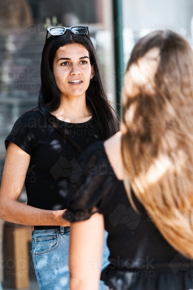 indigenous Australian woman with her friend - Australian Stock Image