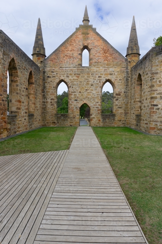 Inside old convict church at Port Arthur - Australian Stock Image