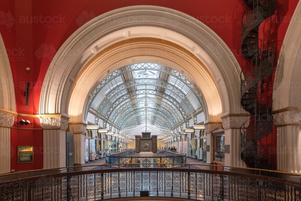 Inside the QVB in Sydney with the roof and arches - Australian Stock Image