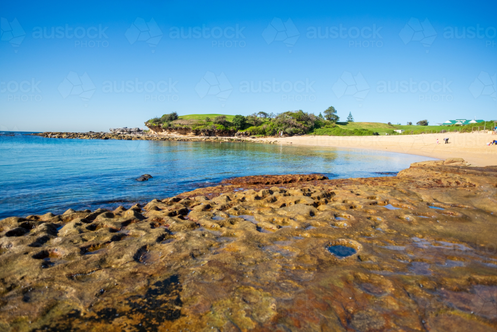 interesting rock formation at Little Bay beach - Australian Stock Image