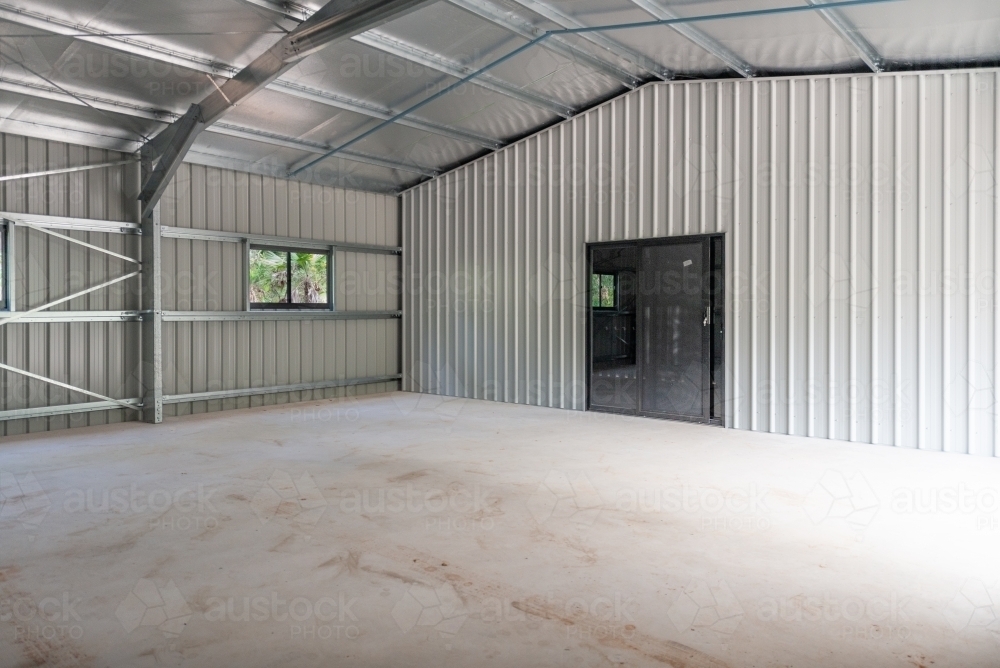 Interior of new shed - Australian Stock Image