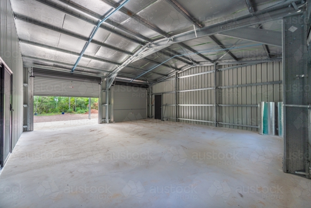 Interior of new shed - Australian Stock Image