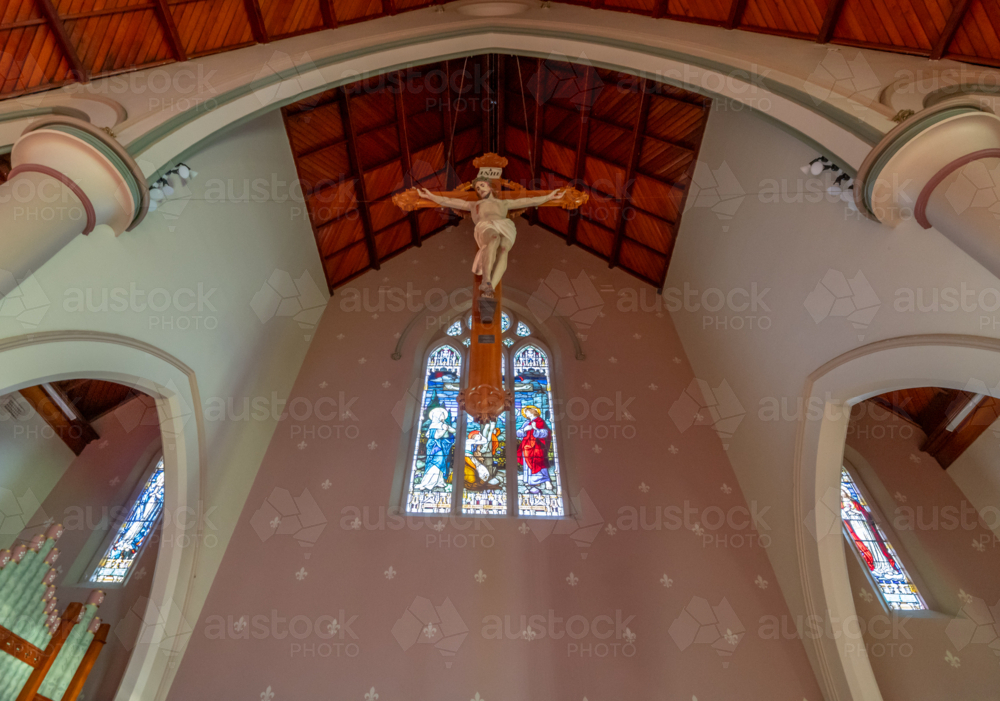 Interior of St Mary's Catholic Church in Grafton New South Wales - Australian Stock Image