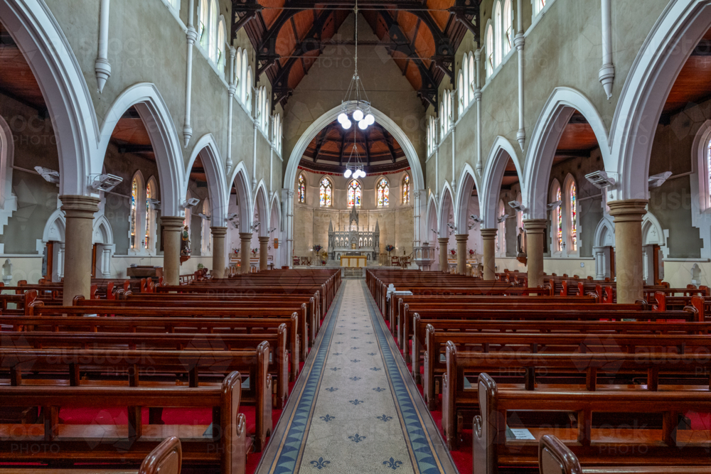 Interior of the St Mary and Joseph Catholic Church in Armidale - Australian Stock Image