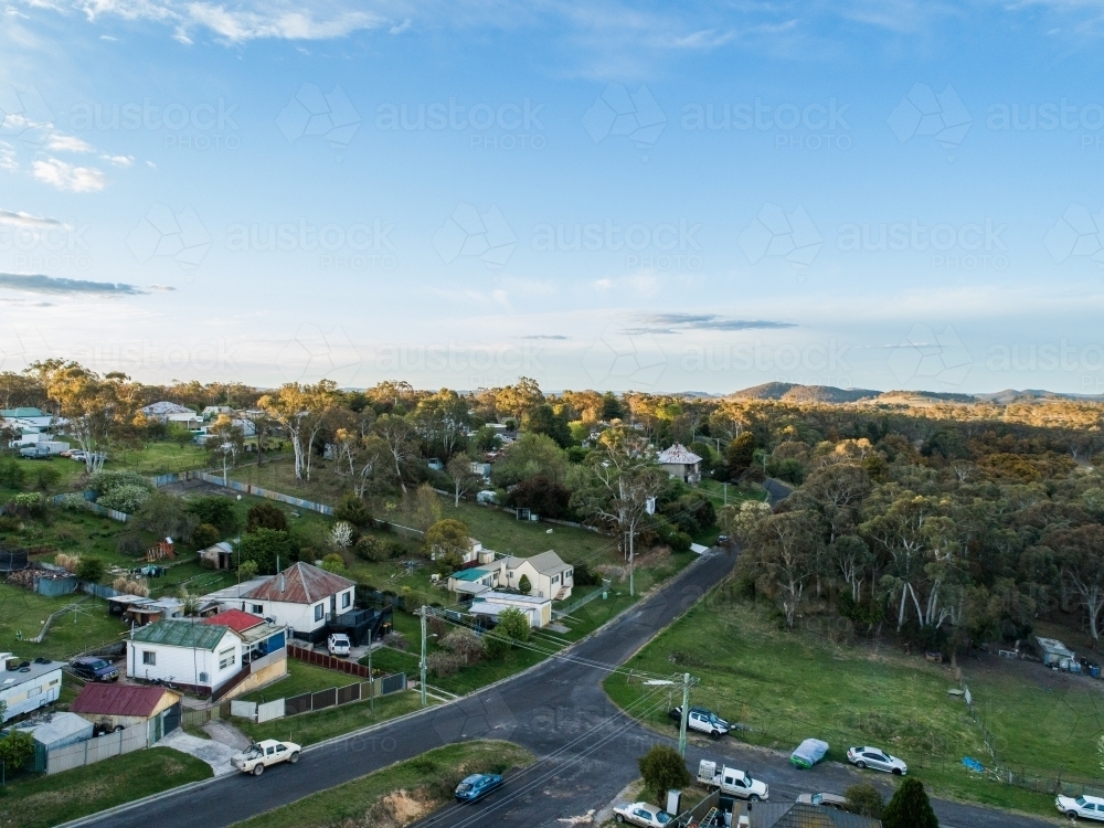 Image of Intersection of streets and hillside properties in town of ...