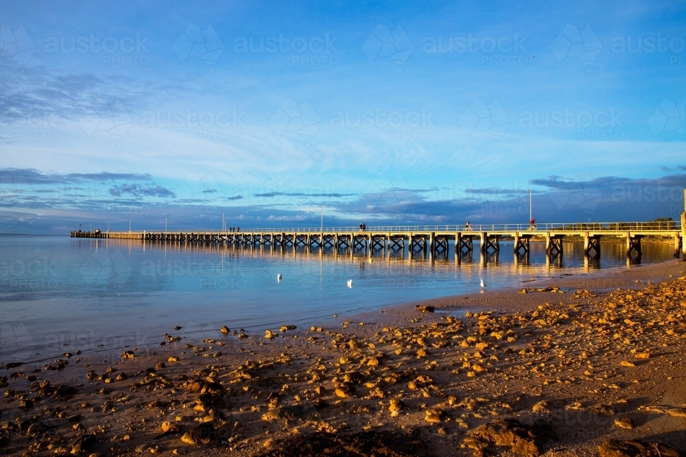 jetty in late afternoon light - Australian Stock Image