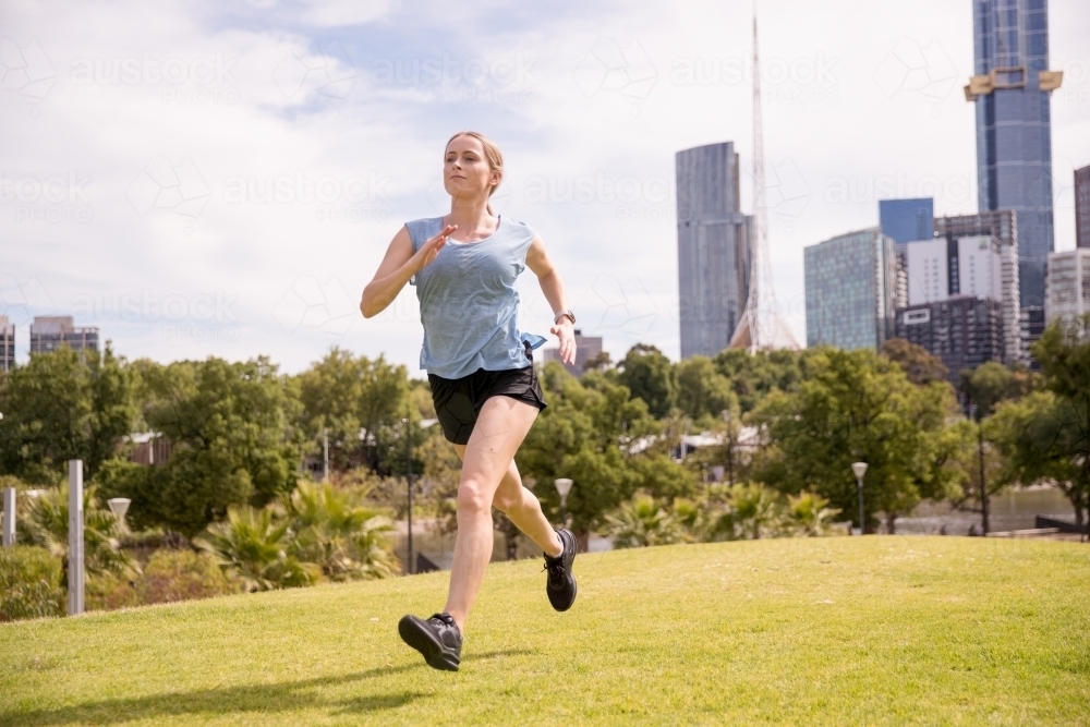 Jogging Near the City - Australian Stock Image