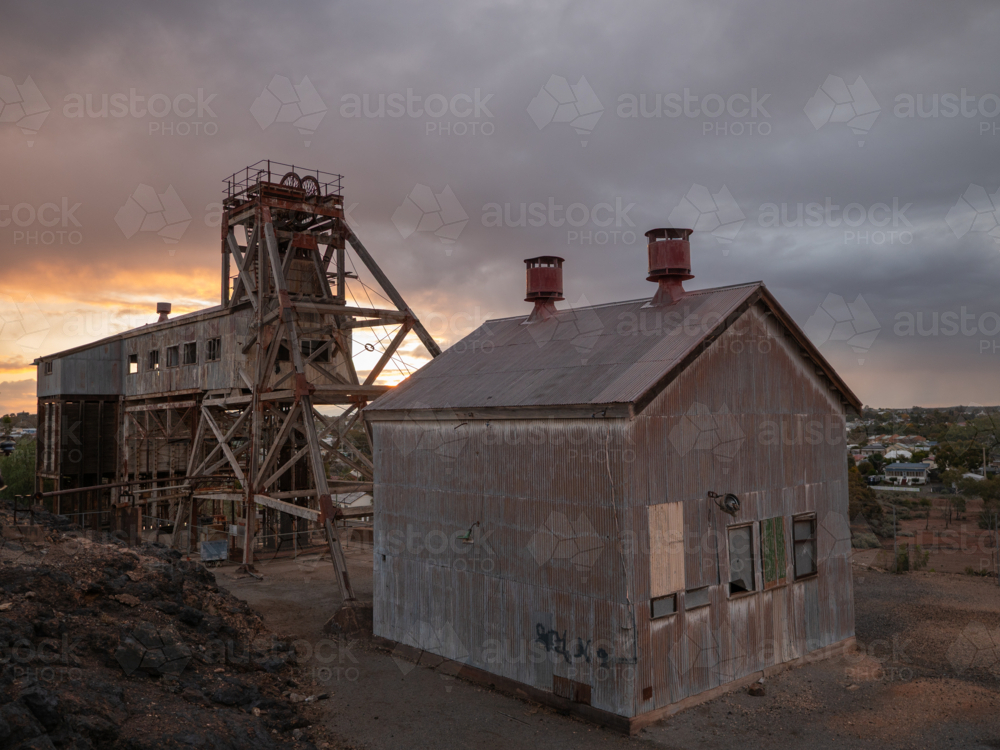 Junction Mine at sunset in Broken Hill, New South Wales - Australian Stock Image