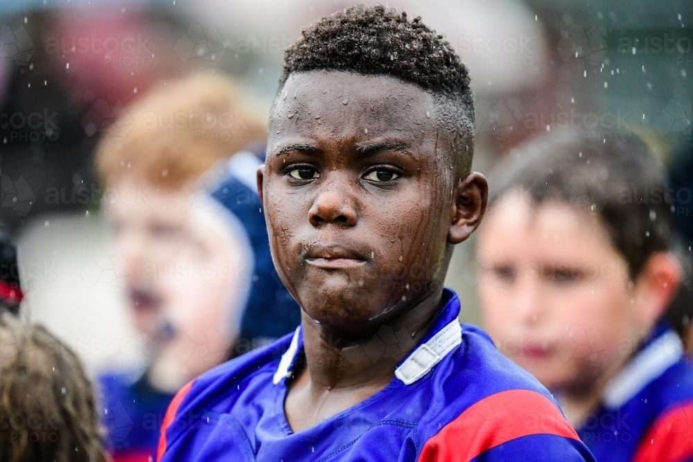 Junior rugby union player of African descent - Australian Stock Image