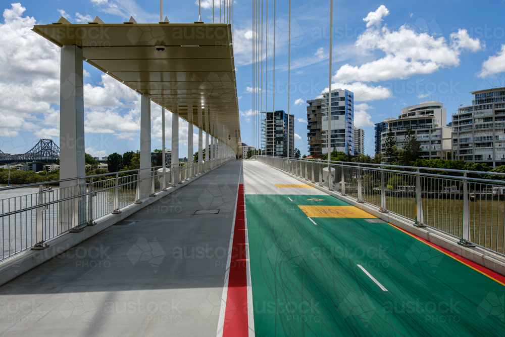 Kangaroo Point Bridge looking from Brisbane CBD to Kangaroo Point - Australian Stock Image