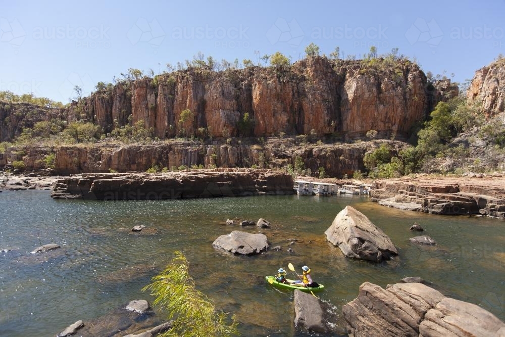 Kayaking at Nitmiluk Gorge - Australian Stock Image