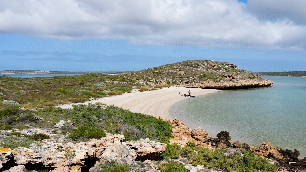 Kayaking at Remote Beach - Australian Stock Image