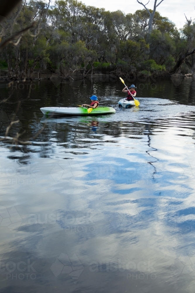 Kayaking on the river - Australian Stock Image