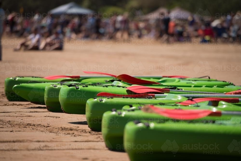 Kayaks on the beach - Australian Stock Image