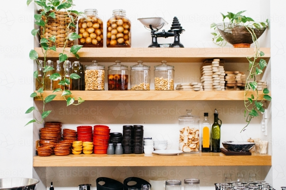 kitchen shelves - Australian Stock Image
