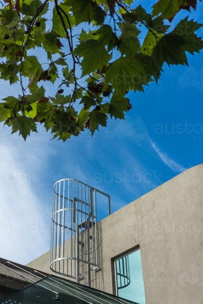ladder leading to the rooftop - Australian Stock Image