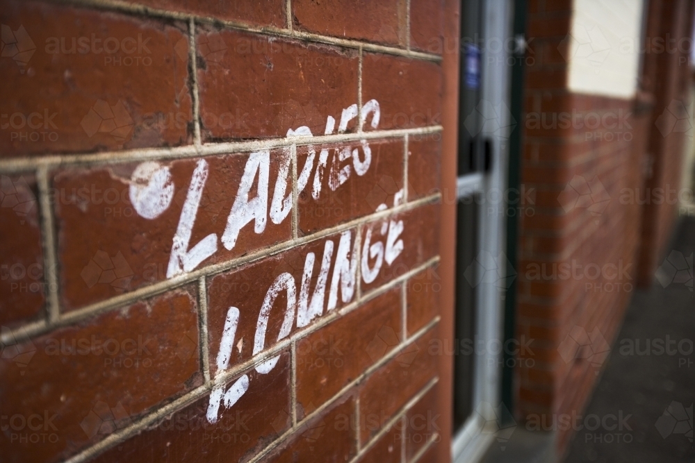 Ladies Lounge signage on country pub wall - Australian Stock Image