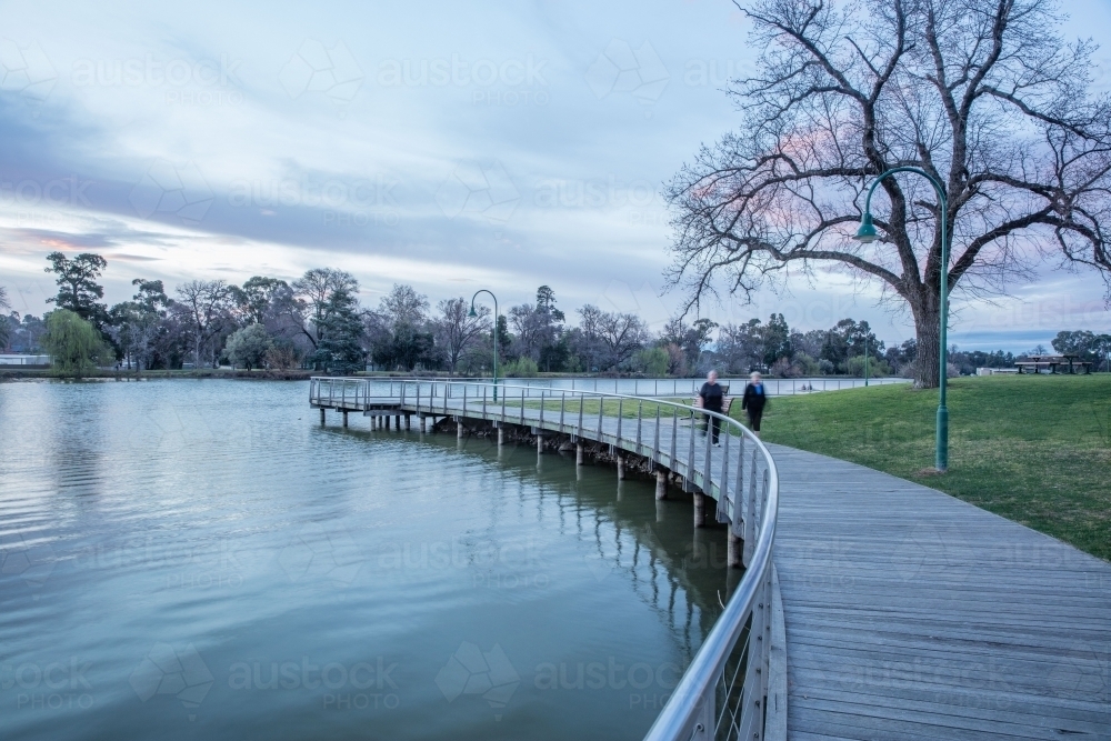Lake Walk at Weeroona Park at dawn - Australian Stock Image