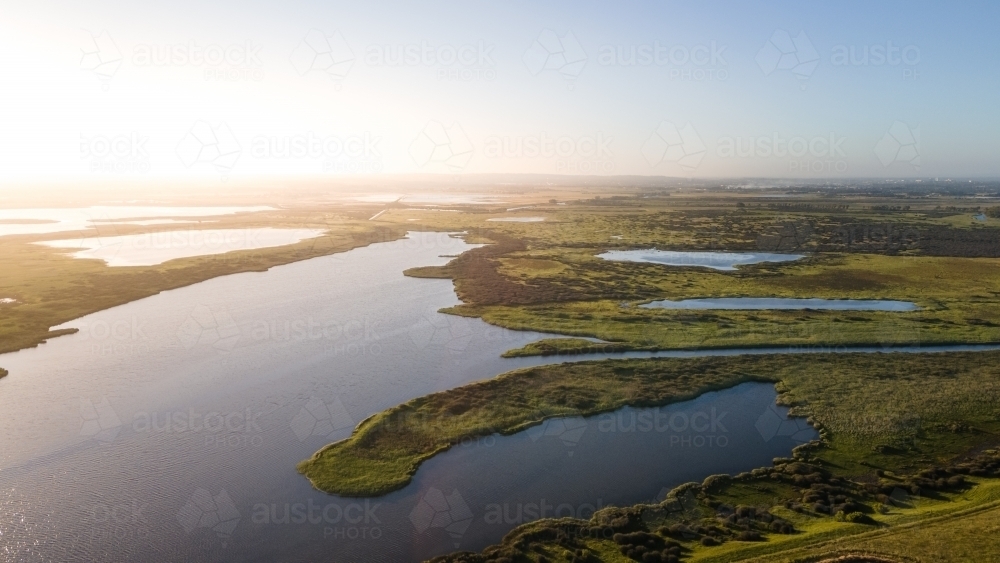Lakes & Rivers Landscape at Sunset - Australian Stock Image