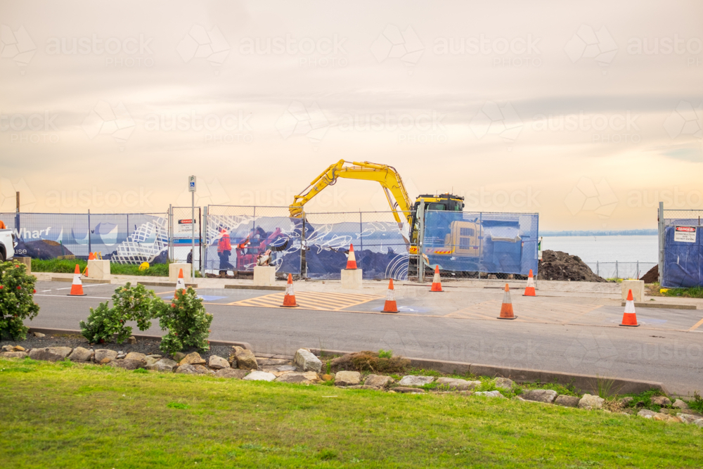 land works at La Perouse at sunset - Australian Stock Image