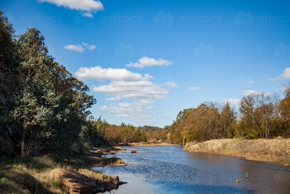 Landscape of Hunter river in sunlight - Australian Stock Image