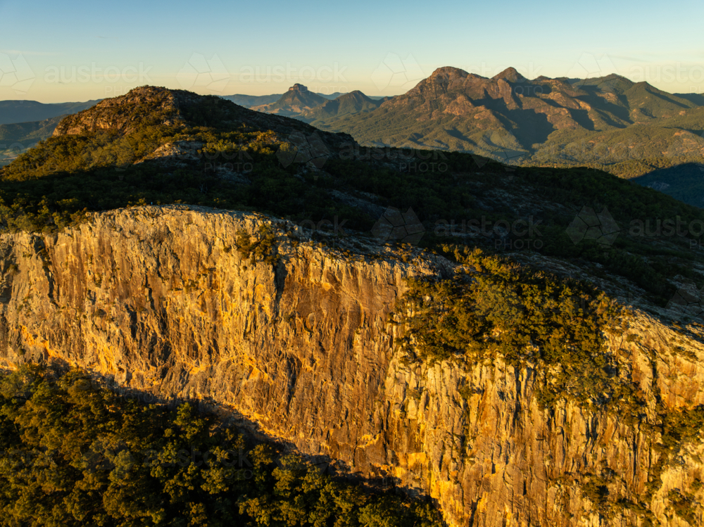 landscape of large cliff and mountains - Australian Stock Image