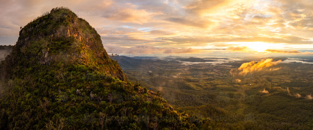 Landscape of mount Cordeaux at sunrise - Australian Stock Image