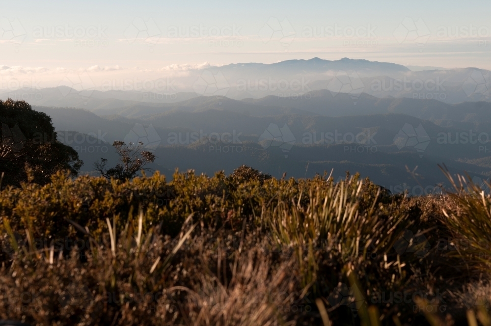 Landscape of mountain ranges - Australian Stock Image