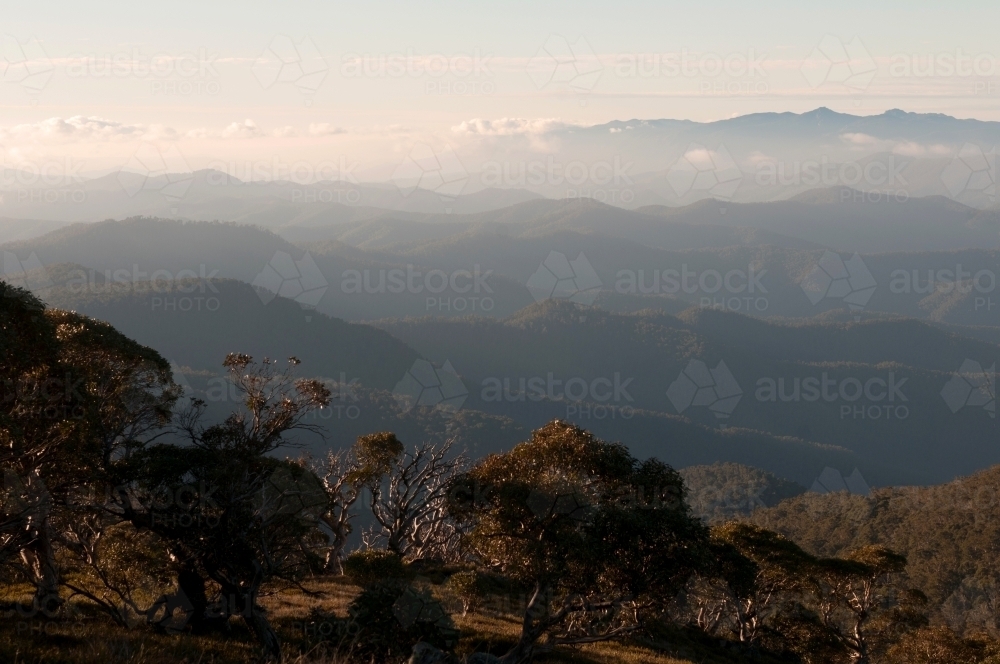 Landscape of mountain ranges - Australian Stock Image
