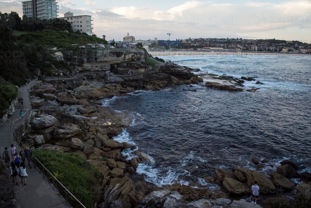 Landscape shot of coastal walk in eastern beaches - Bondi to Coogee walk - Australian Stock Image