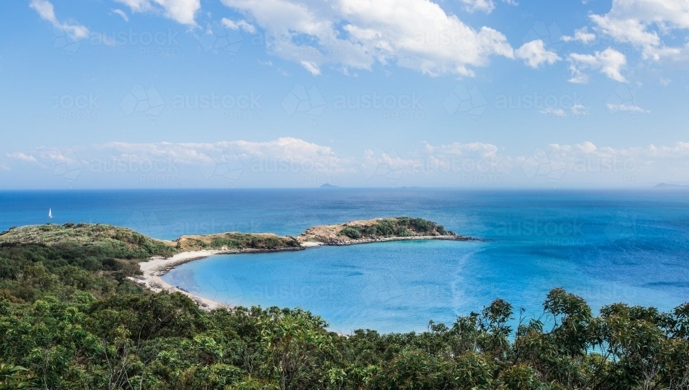 Landscape view of beach, ocean and rainforest - Australian Stock Image