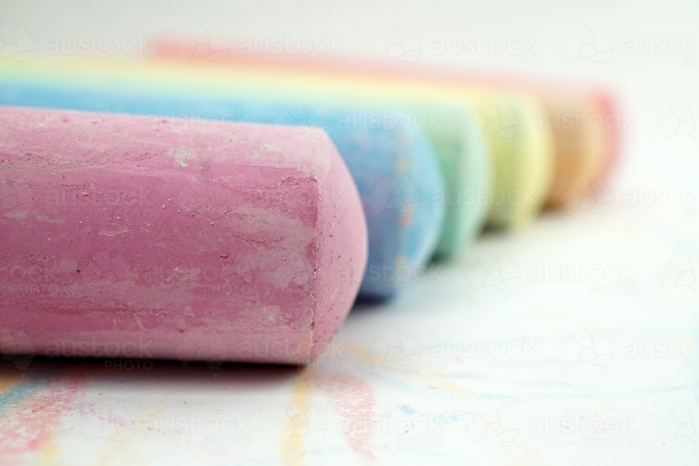 Large chalk in a row - Australian Stock Image