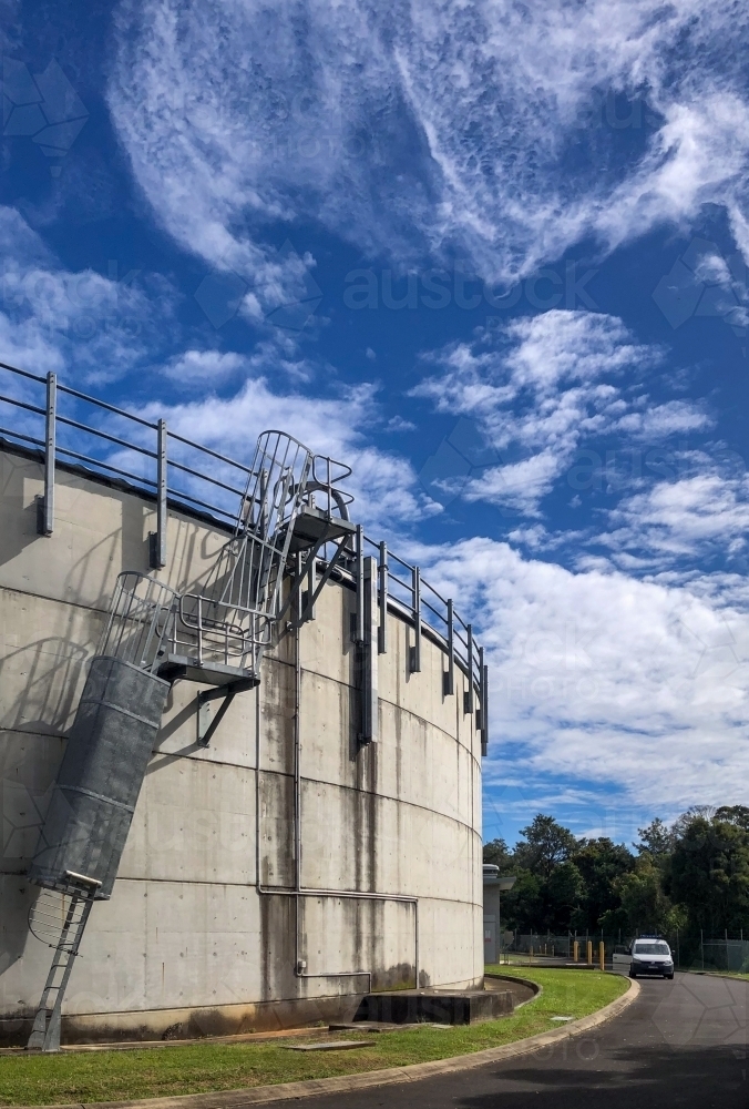 Large concrete municipal water supply tank. - Australian Stock Image