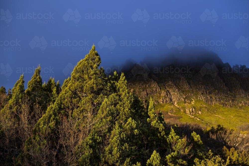 Late afternon sunlight on Cradle Mountain - Australian Stock Image