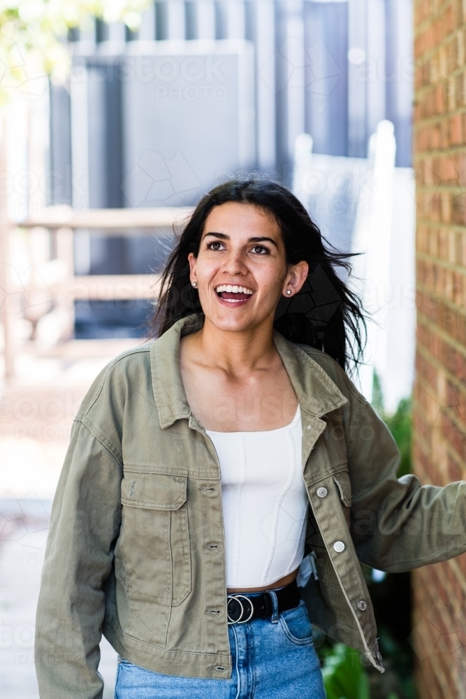 laughing Australian aboriginal woman - Australian Stock Image