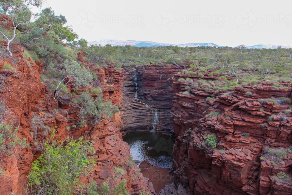 Layered red-rock gorge - Australian Stock Image