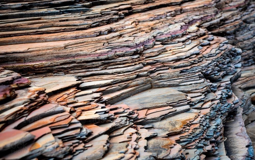 Layered rock formation in Karijini National Park - Australian Stock Image